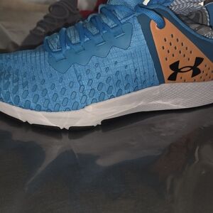 Under Armour Bright Blue Training Sneaker with Orange Accent